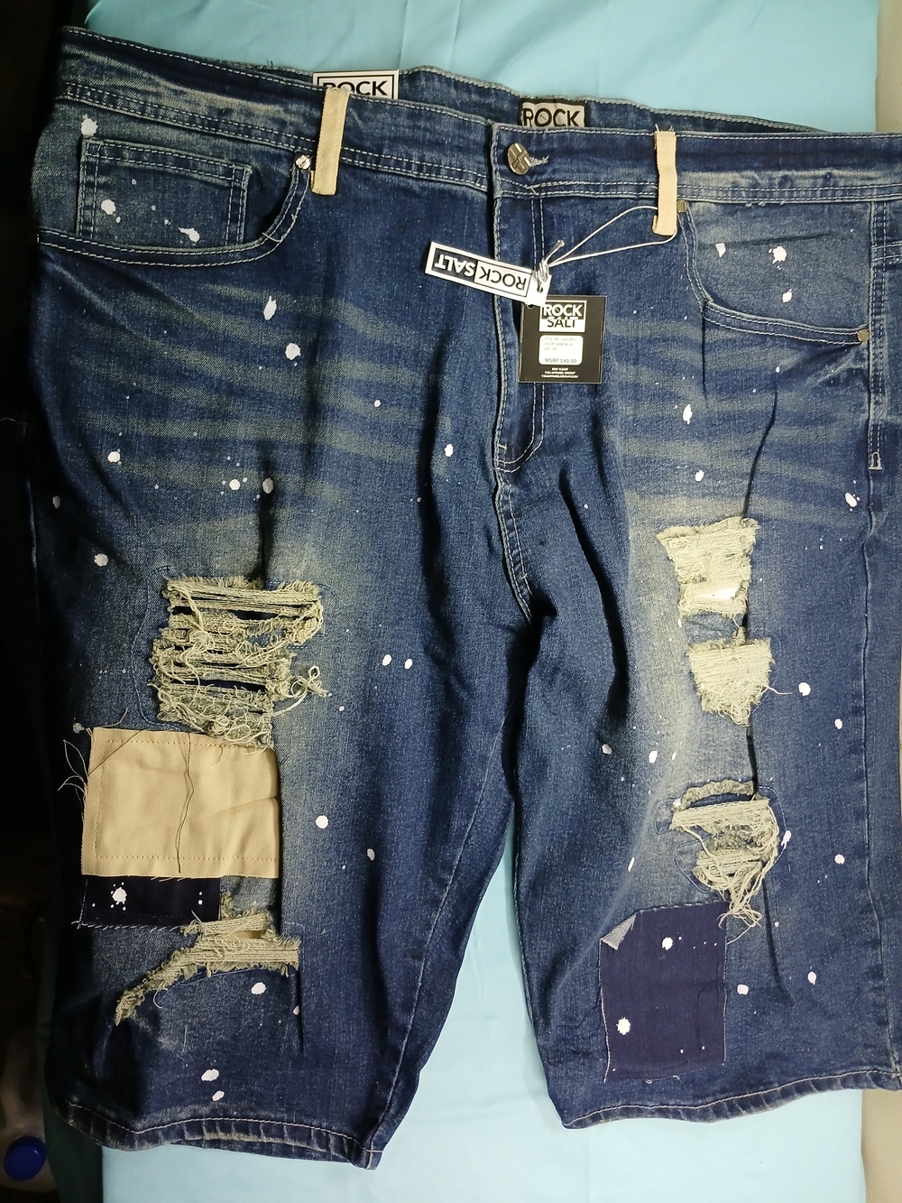 Men's Distressed Blue Denim Shorts